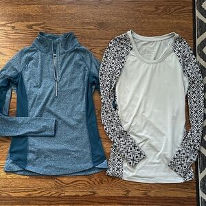 Both workout long sleeve tops- Danskin Blue Qtr-Zip Athletic Top and Jockey Grey